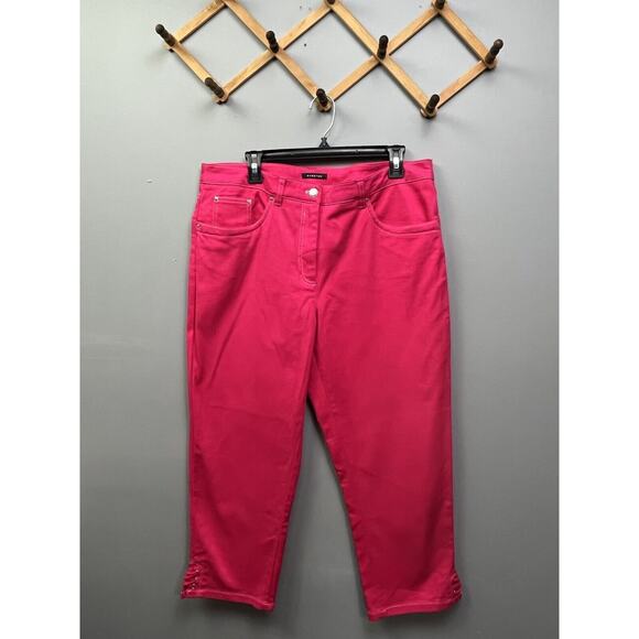 Jones New York Stretch Jeans Womens 16 Pink‎ Twill Jeans Lace up ankles-cropped - Picture 1 of 7